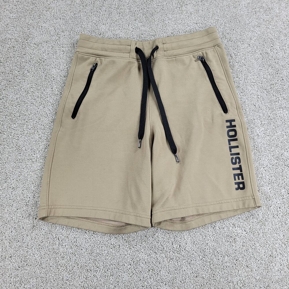 Hollister Sweat Shorts Mens XS Tan Black Lace Up Pockets Summer‎ Casual Wear